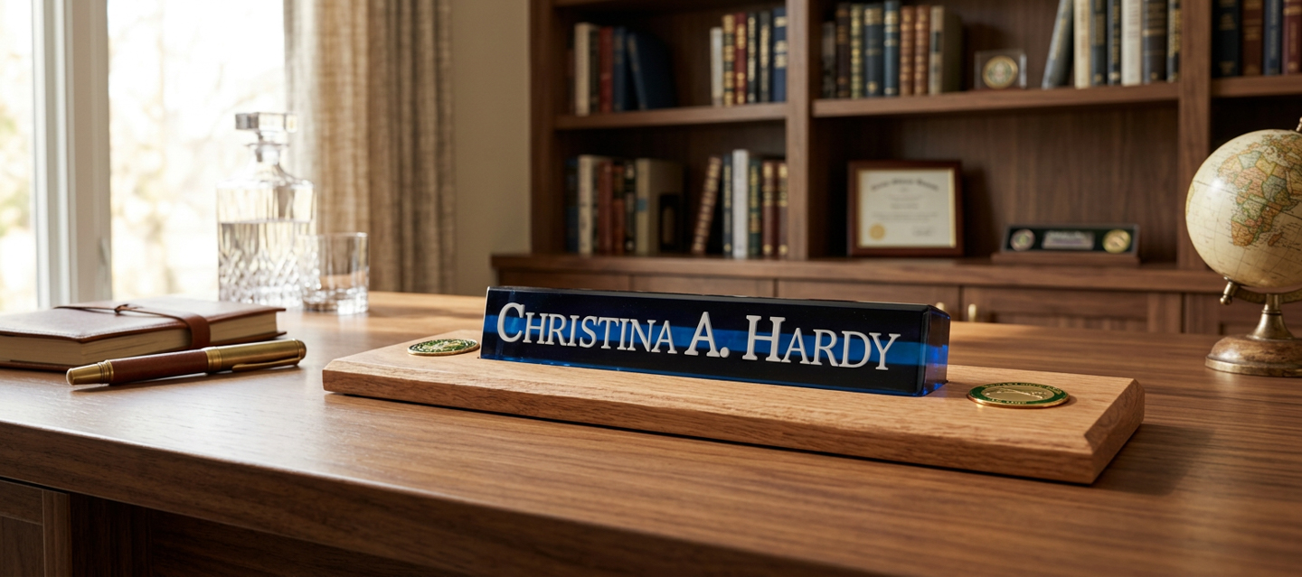 Finished Custom Desk Epoxy Nameplate Finished Custom Desk Epoxy Nameplate