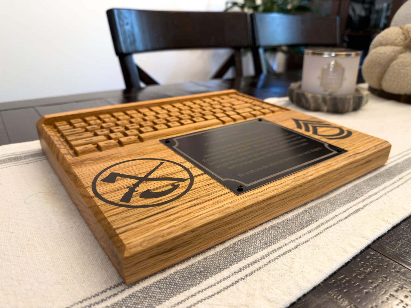 Carved Wooden Keyboard Tribute Plaque